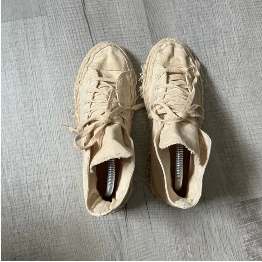 Converse All Canvas Cloth High Top Sneakers Cream Size 8 - Picture 8 of 11